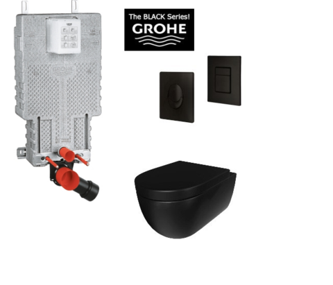 מיכל הדחה סמוי גרואה GROHE G38643001 + לחצן שחור + אסלה